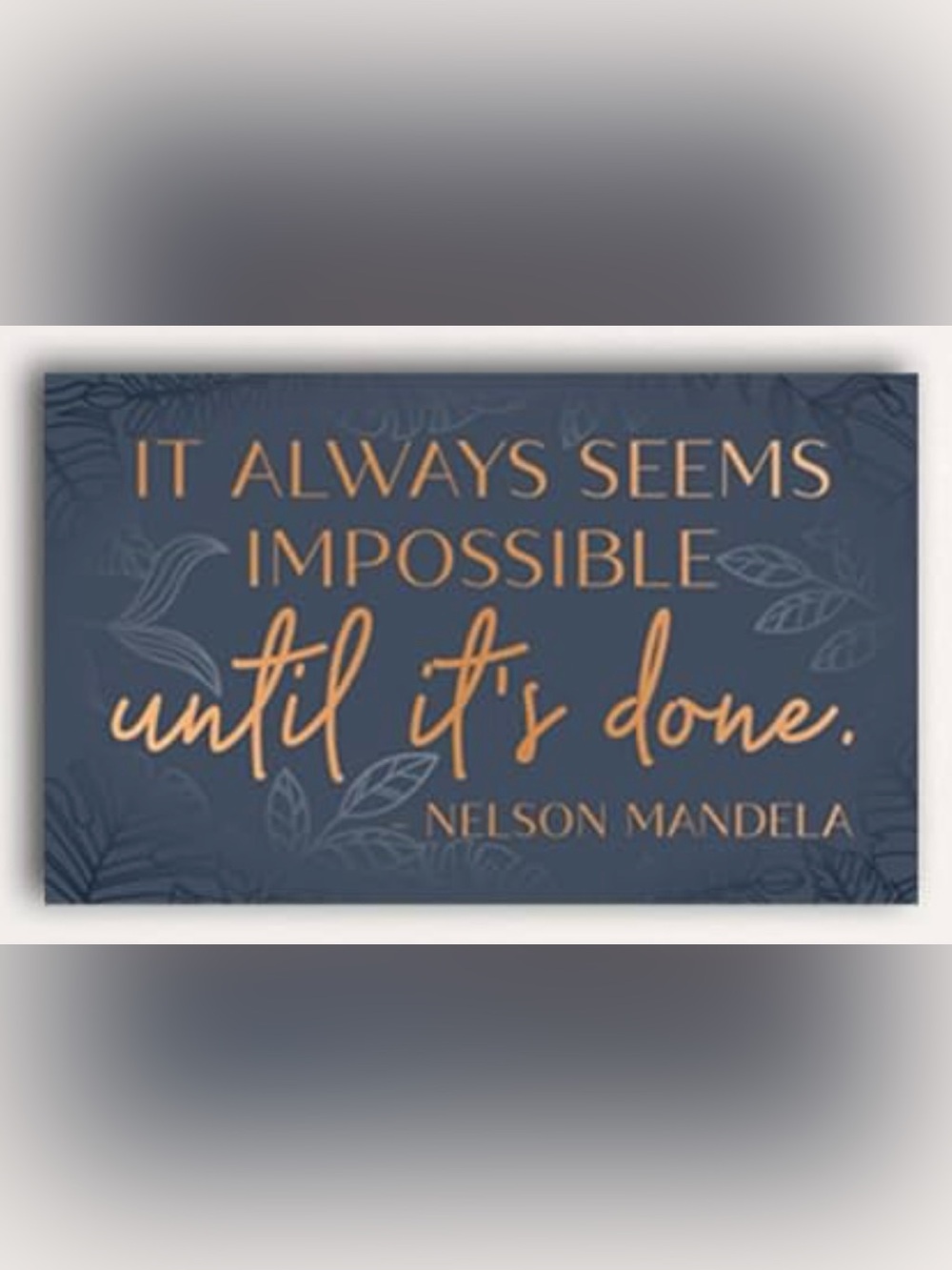 Inspirational Nelson Mandela Canvas Wall Art - Navy & Gold 12x16